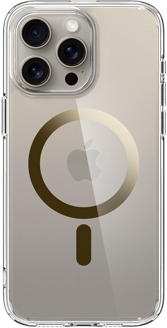 Чохол накладка для телефону Spigen Ultra Hybrid MagFit для Apple iPhone 15 Pro Прозорий із золотим (ACS06718)