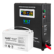 Надійний аварійний інвертор та акумулятор: Volt Polska SINUS PRO 800 В + 4SUN MAXX GEL 120 Ач