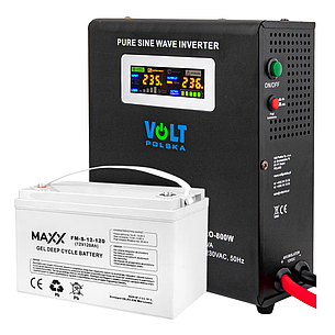 Надійний аварійний інвертор та акумулятор: Volt Polska SINUS PRO 800 В + 4SUN MAXX GEL 120 Ач, фото 1