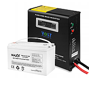 Комплект для екстреного живлення: SINUS PRO 500 W 12/230V 300/500W + Акумулятор гелевий 4SUN MAXX GEL 120 Ач