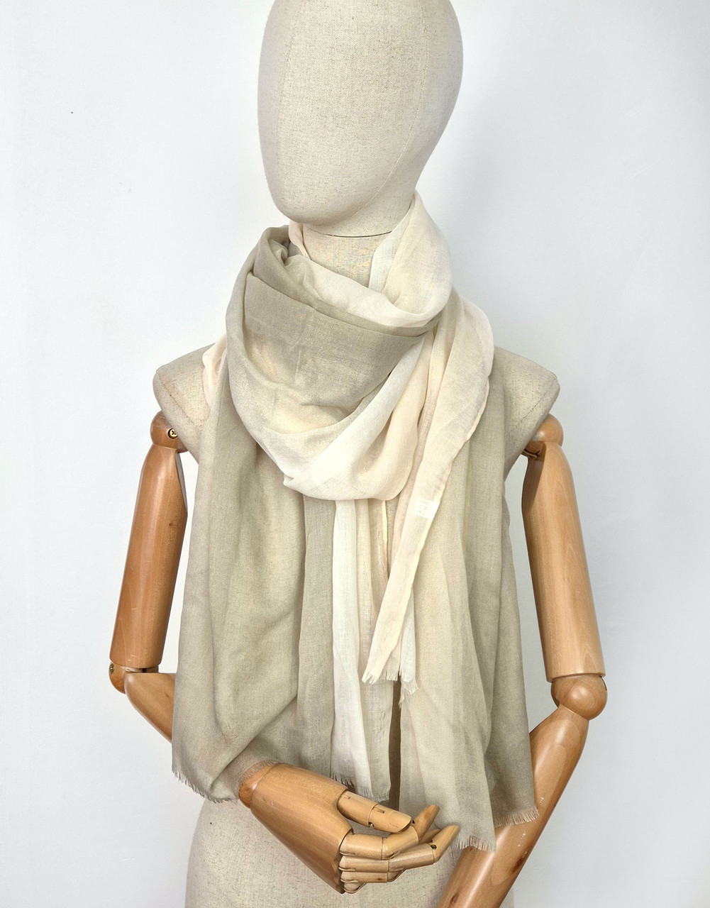 Шарф демісезонний осінь весна жіночий Омбре пудра/оливка, фото 1