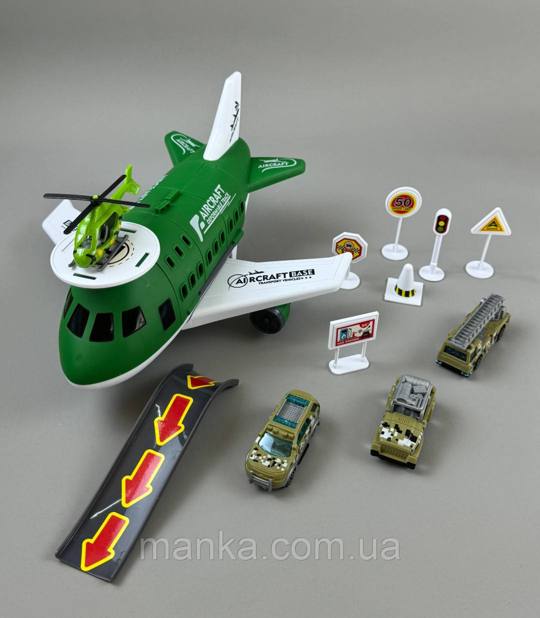 Літак-парковка 8828 A ЗЕЛЕНИЙ, музичний чип, мелодії, наліпки, в коробці, фото 1