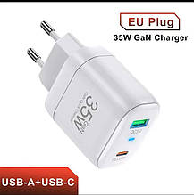 Мережевий зарядний пристрій 1 USB 3.0 4.8 A і 1 Type-C, Універсальний зарядний пристрій швидкого заряджання, фото 6