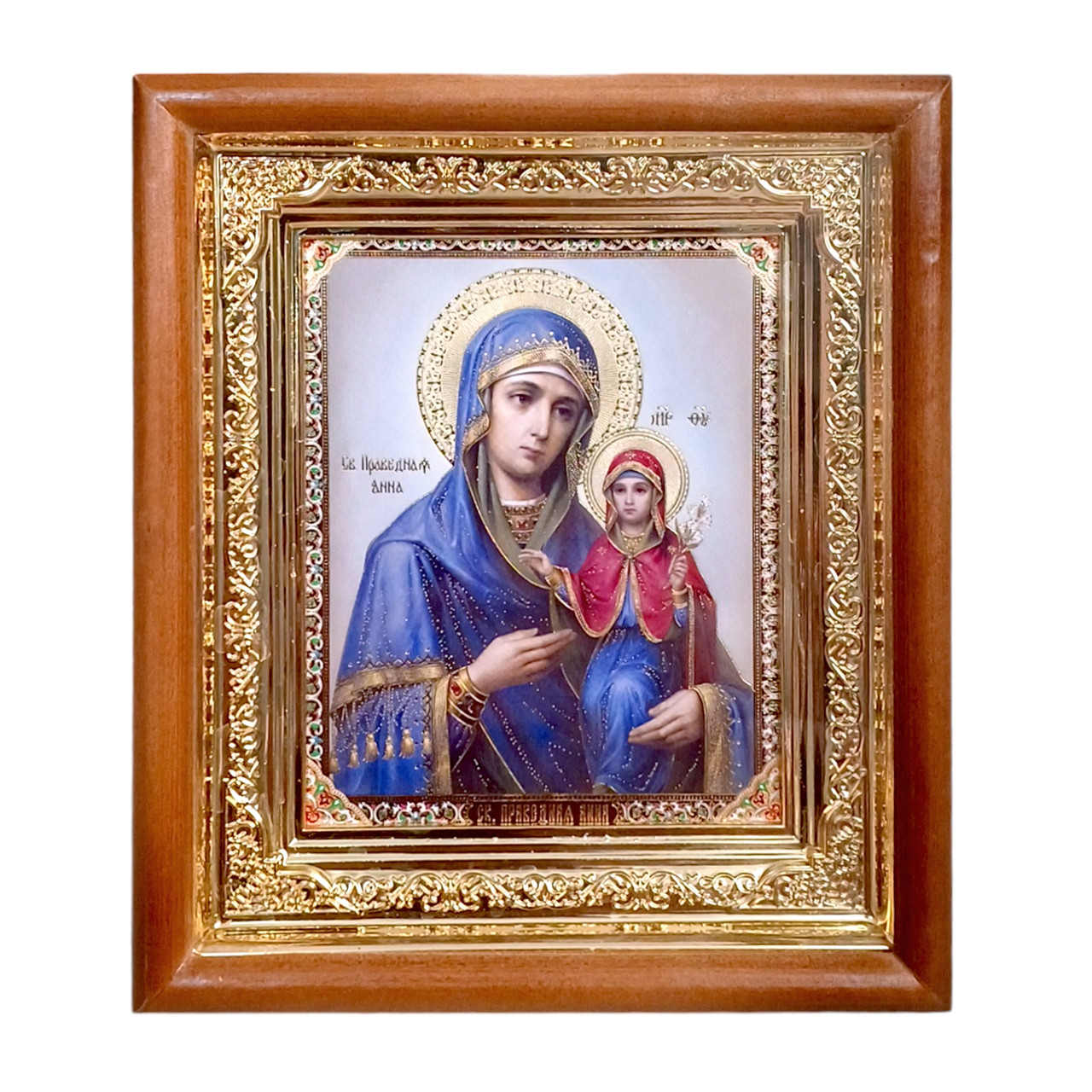 Ікона свята праведна Анна, лик 10х12 см, в світлому прямому дерев'яному кіоті, фото 1