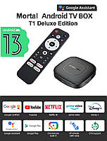 TV Приставка Cмарт ТВ андроiд медіаплеєр Mortal T1 Google TV Box Android 13 з голосовим пошуком (уцінена)