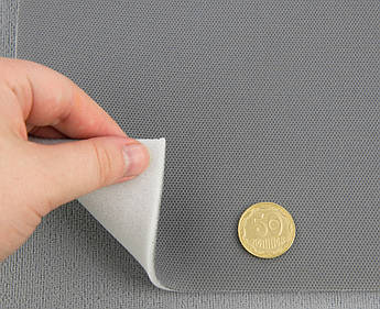 Автотканина стельова 1551 оригінальна на поролоні, колір сірий, товщ. 3мм, шир. 154см