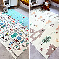 Термокилимок двосторонній "Ведмедики -Дорога" Термо килимок 1500 х 2000 Дитячий, що розвиває. Великий.