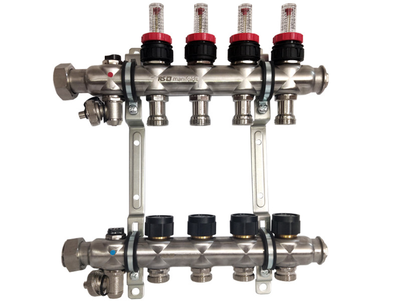 Колекторна група в зборі нерж.SS304 з відповітр. та дренажем  1"*3/4"*5вих. RS-k