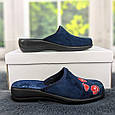 Капці домашні жіночі Inblu сині велюрові на танкетці 4548, фото 2