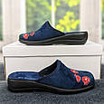 Капці домашні жіночі Inblu сині велюрові на танкетці 4548, фото 3