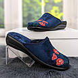 Капці домашні жіночі Inblu сині велюрові на танкетці 4548, фото 5