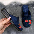 Капці домашні жіночі Inblu сині велюрові на танкетці 4548, фото 6