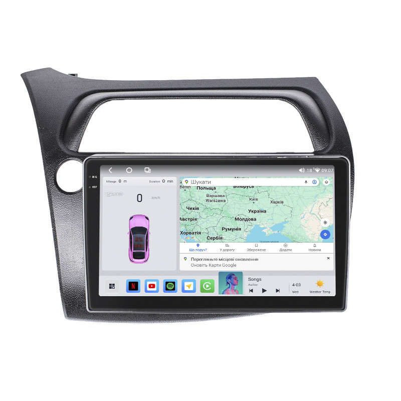 Штатна магнітола Lesko для Honda Civic Type R VIII 2006-2008г 9" 4/64 QLED CarPlay 4G Wi-Fi GPS 360 Prime