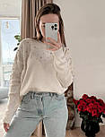 Жіночий светр оверсайз однотонний декорований камінням (р. 42-46) 14043355, фото 3