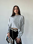 Жіночий светр оверсайз однотонний декорований камінням (р. 42-46) 14043355, фото 2