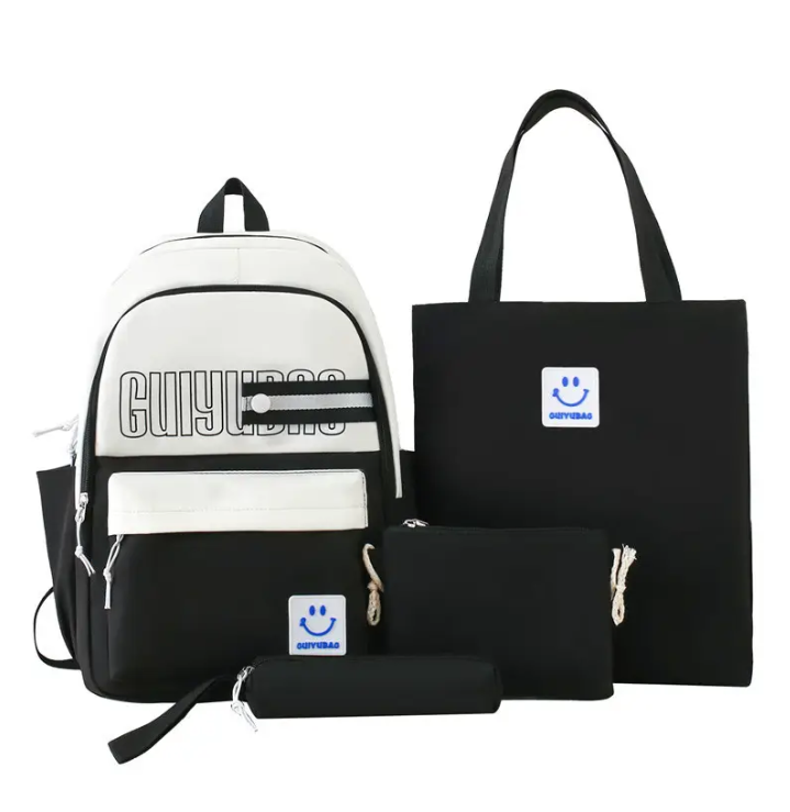 Рюкзак шкільний набір для дівчинки 4 в 1 чорний 487GP, фото 1