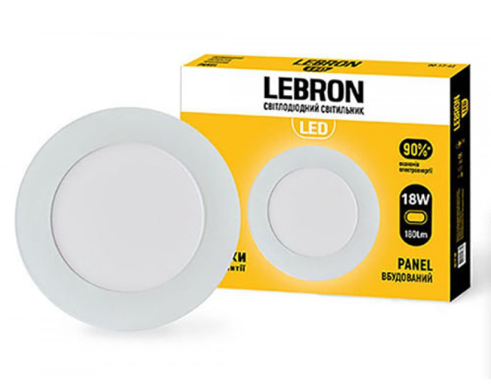 LED-св-нік, L-PR-1841,18W, уб-ній, 4100 K, з блоком живл.(12-10-18), Lebron, Арт.40134
