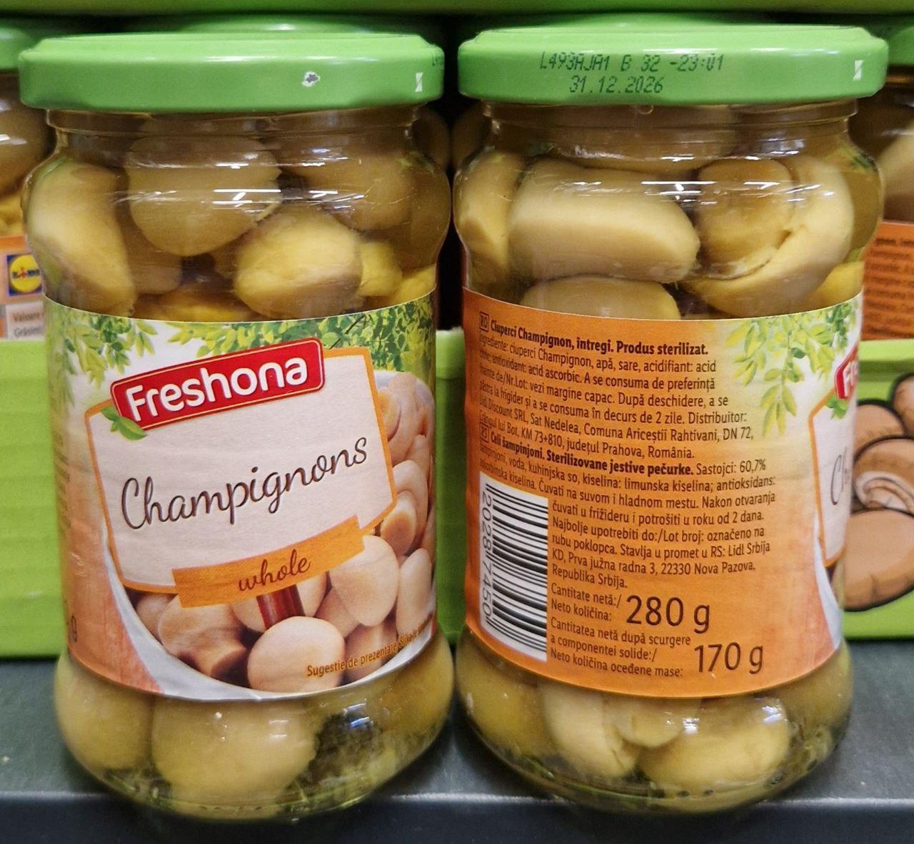 Шампіньони Freshona 280/170 г.