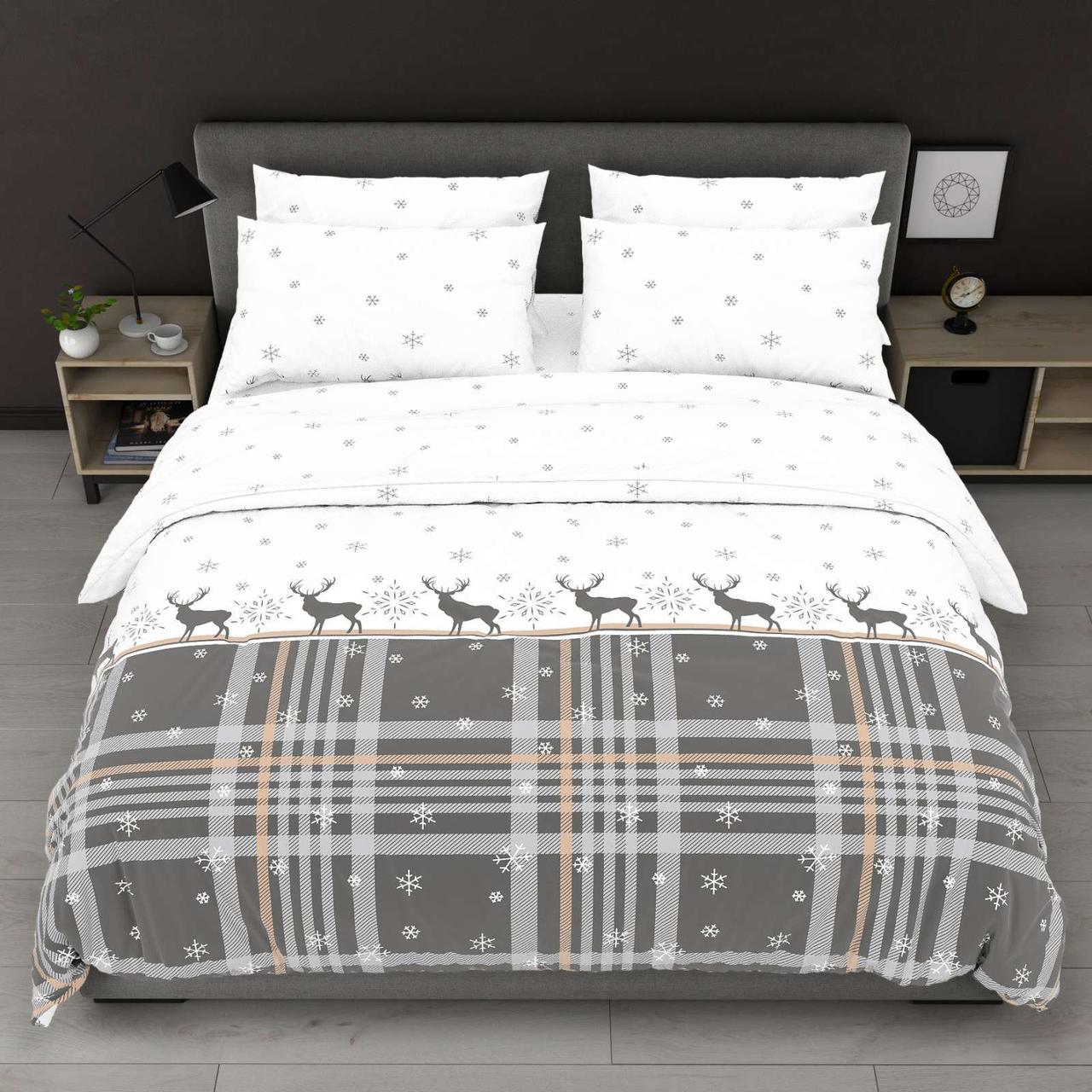 Наволочка на блискавці 70х70 (Бязь) | Від виробника "Королева Ночі" | Олені, сніжинки, клітка, фото 1