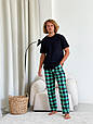 Домашні штани в клітинку чоловічі бавовняні розмір S, чоловічі домашні штани стильні Зелений чорний, фото 2