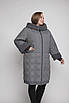 Пальто зимове жіноче великих розмірів 56,58,60,66 сірий, фото 4