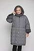 Пальто зимове жіноче великих розмірів 56,58,60,66 сірий, фото 5