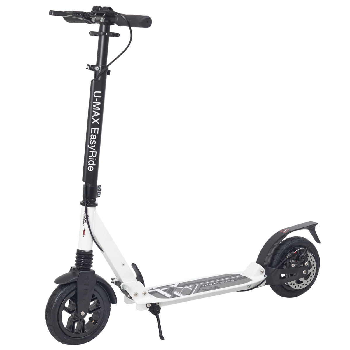 Складаний двоколісний самокат U-Max EasyRide з надувними колесами на дискових гальмах Біло-чорний