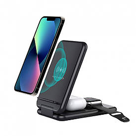 Бездротова зарядка 3в1 швидка для телефона годинника навушників універсальна підставка UR149B