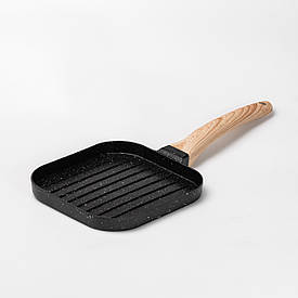 Сковорода гриль квадратна 18×18 см рифлена з гранітним покриттям для індукційної плити
