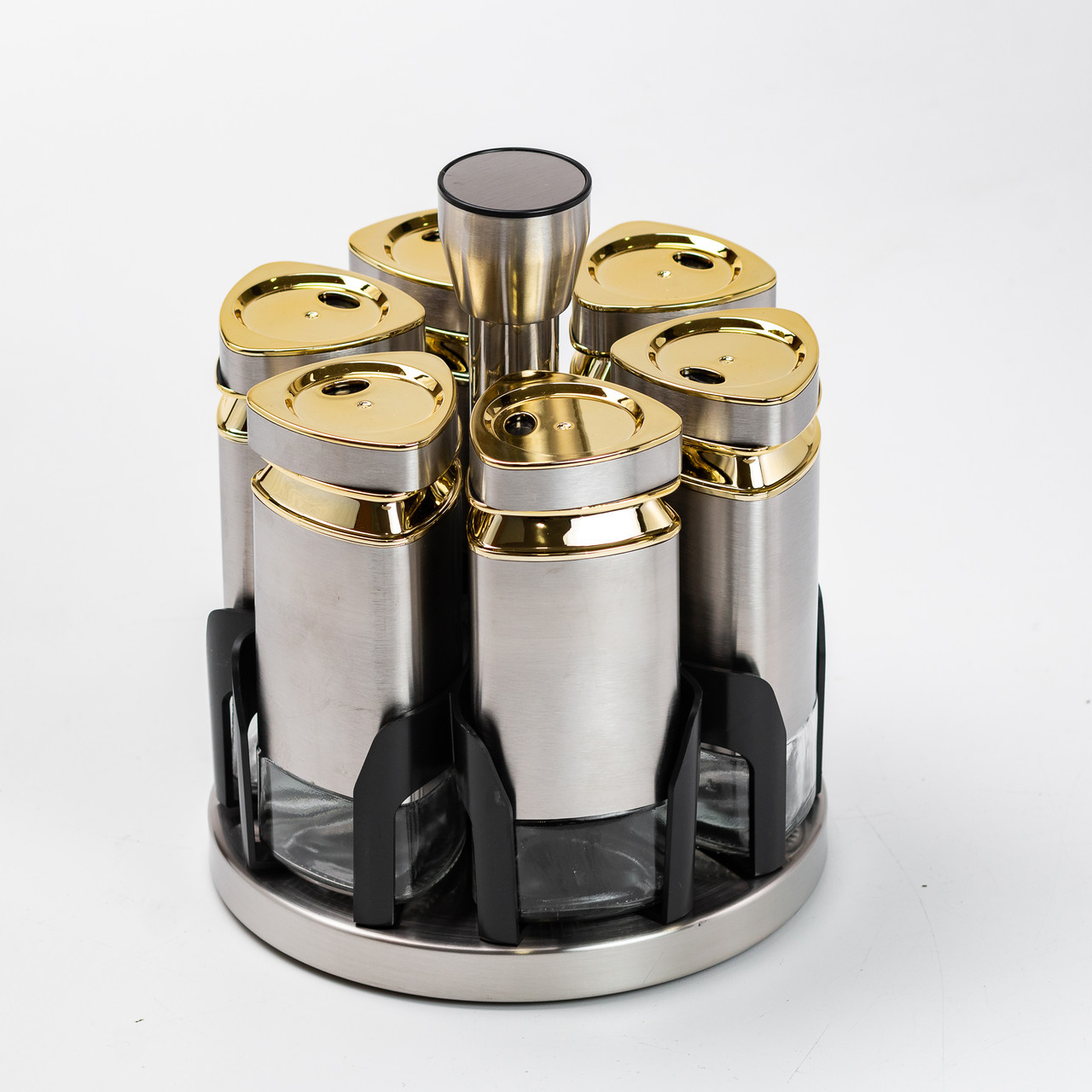 Набір ємностей для спецій на підставці 6 баночок по 120 мл карусель, фото 1
