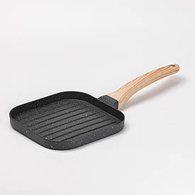 Сковорода гриль квадратна 18×18 см рифлена з гранітним покриттям для індукційної плити