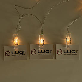 Гірлянда нитка із прищіпками для фото 5.2 метри 20 LED світлодіодів