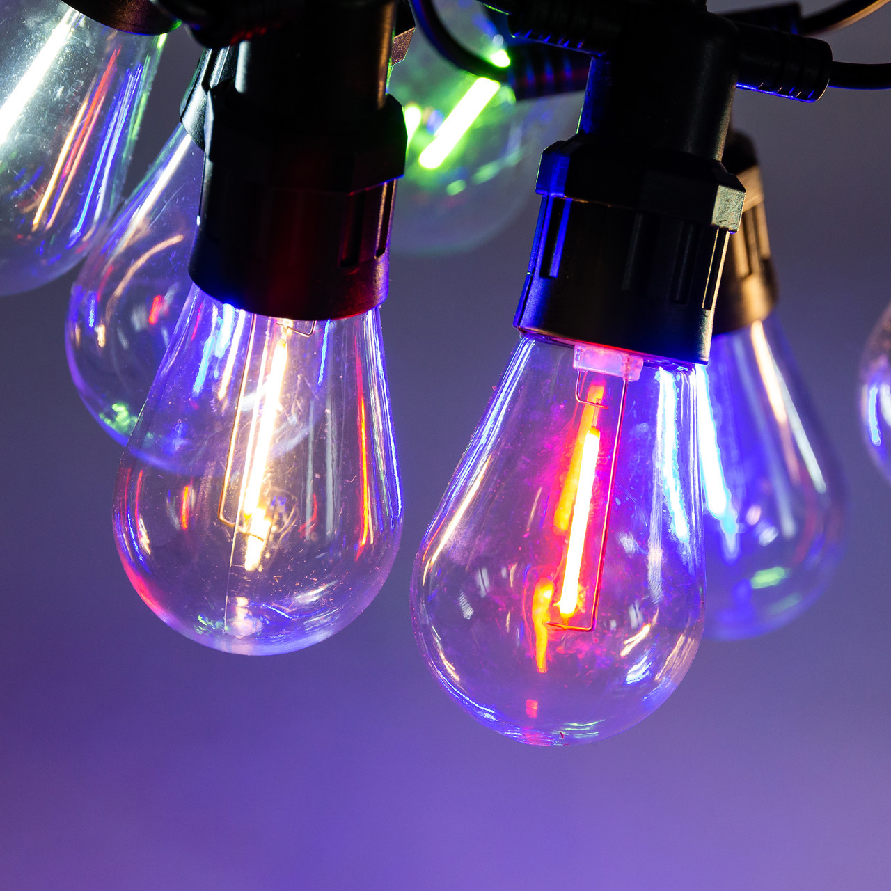 Гірлянда вулична в стилі ретро світлодіодна мультиколор S14 на 10 LED ламп довжиною 5 метрів, фото 1