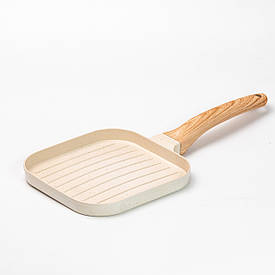 Сковорода гриль квадратна 18×18 см рифлена з гранітним покриттям для індукційної плити