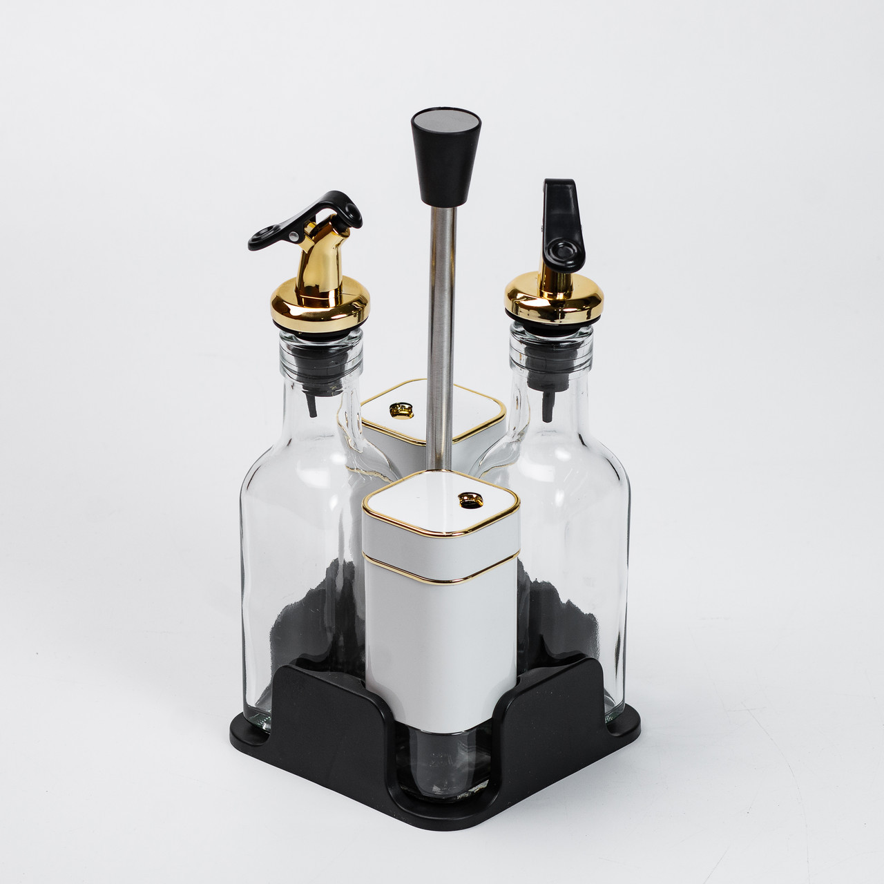 Набір для спецій на підставці 4 предмети пляшечки для олії та оцту, фото 1
