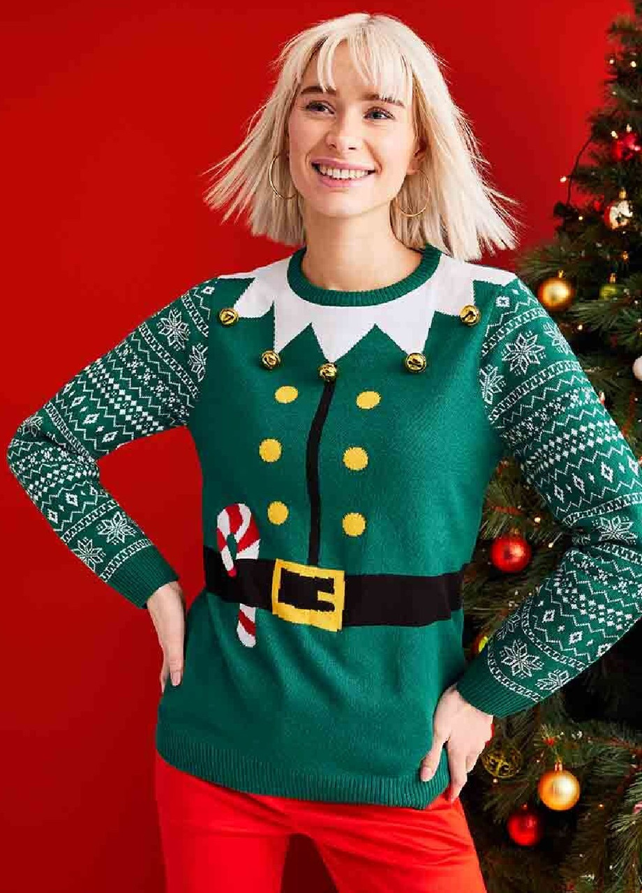 Светр для жінок новорічний зелений