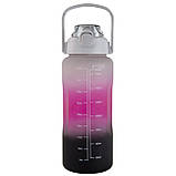 Набір спортивних пляшок 3 в 1 з розміткою 300ml/900ml/2000ml Grey-Pink-Black (3_05424), фото 3