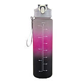 Набір спортивних пляшок 3 в 1 з розміткою 300ml/900ml/2000ml Grey-Pink-Black (3_05424), фото 8