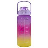 Набір спортивних пляшок 3 в 1 з розміткою 300ml/900ml/2000ml Purple-Pink-Yellow (3_05427), фото 3