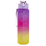 Набір спортивних пляшок 3 в 1 з розміткою 300ml/900ml/2000ml Purple-Pink-Yellow (3_05427), фото 8