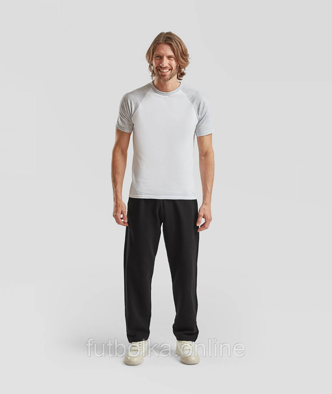 Чорні чоловічі спортивні штани прямі базові Classic open hem jog pants Fruit of the loom