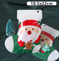 Сумочка для конфет, сладостей и подарков 22х18,5х5 см пакет с зип застежкой Новогодний зеленый сапожек