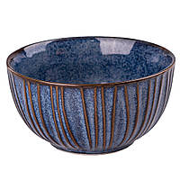 Глибока порцелянова тарілка синя для подавання супів салатів десертів вишуканий посуд