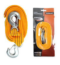 Трос буксирувальний жовтий з крюками 3 т, 50 мм х 4 м, буксирувальний трос 3т