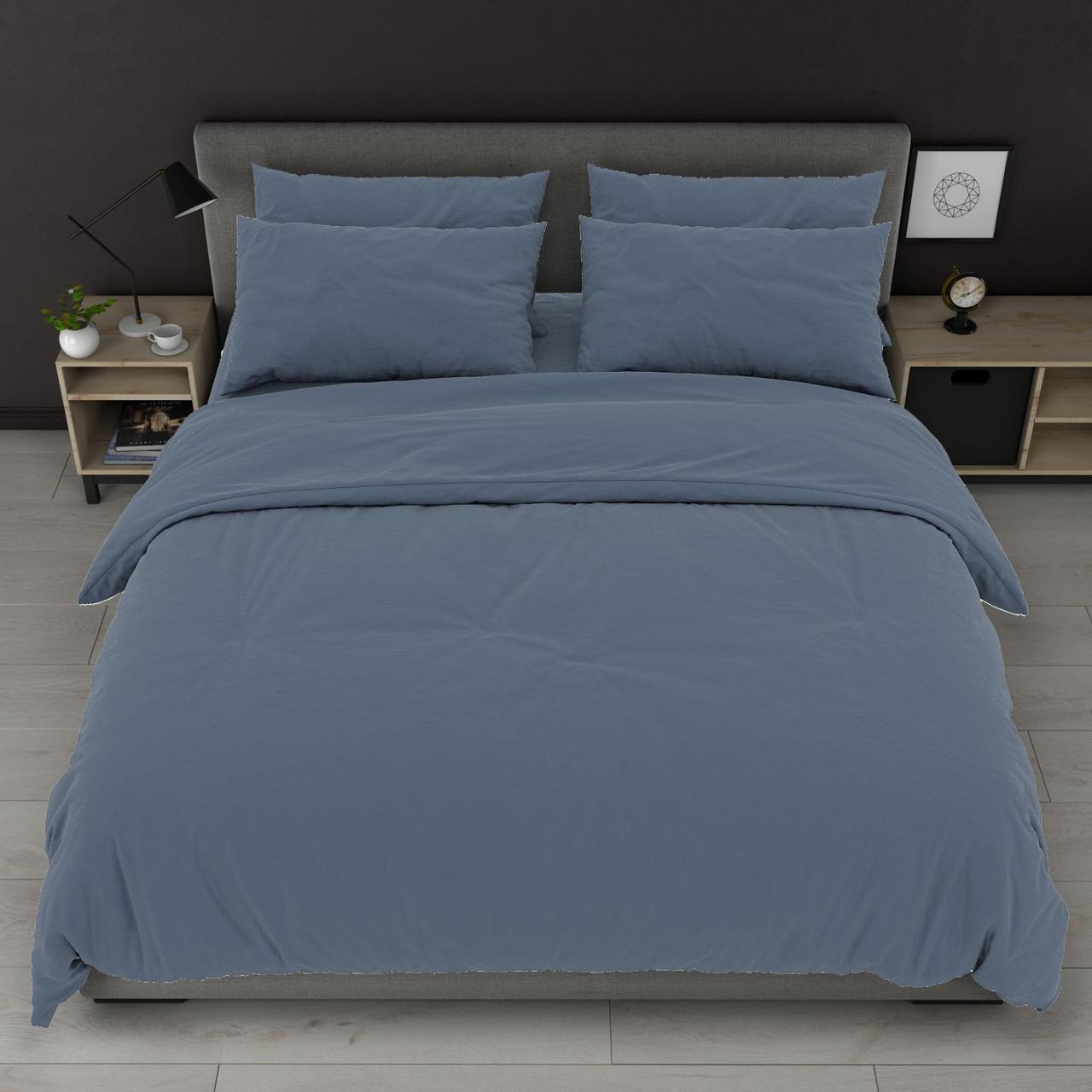 Наволочка на блискавці 70х70 (Бязь) | Від виробника "Королева Ночі" | Однотонний сіро-синій, фото 1