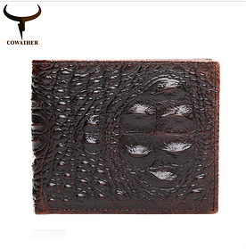 Шкіряний чоловічий гаманець із натуральної шкіри під шкіру крокодила COWATHER
