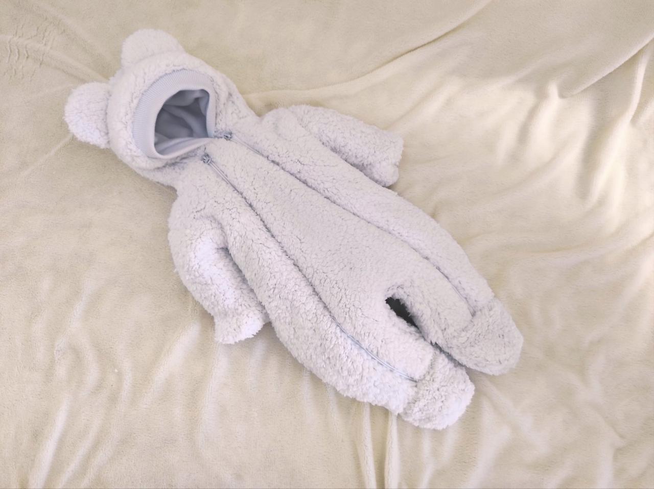 Дитячий теплий чоловічок комбінезон Тедді осінь весна зима 0-3 міс 56-62 розмір