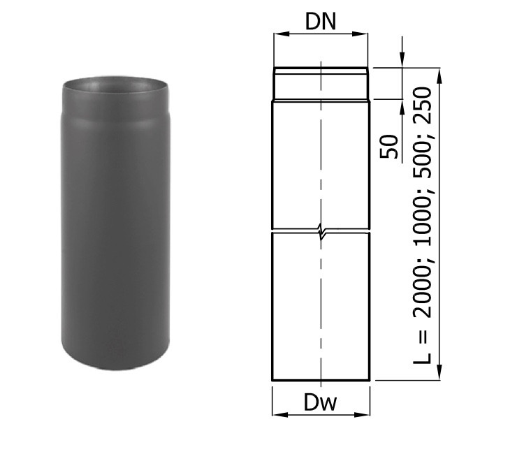 Дымоходная труба диаметр 150мм длинна 25см стенка 2мм DARCO (ID ...