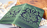 Обкладинка для ID паспорта жіноча шкіряна зелена з тисненням Герб Тризуб Калина | Обкладинка на права 4 відділа, фото 7