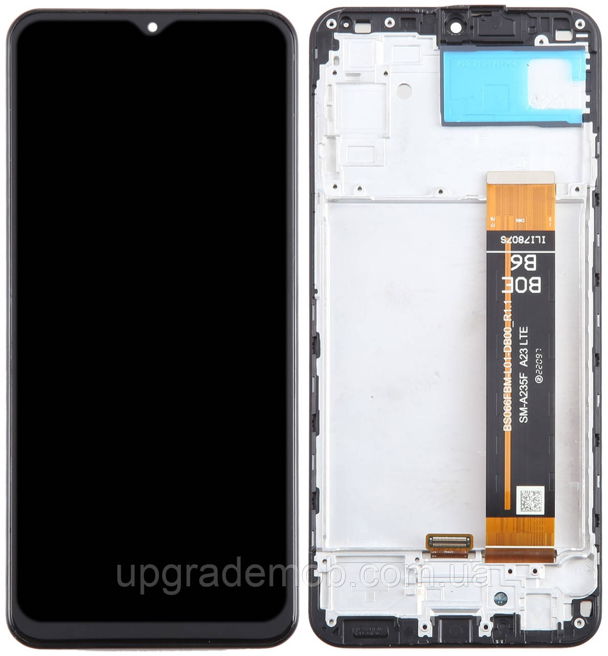 Дисплей модуль тачскрин Samsung A235 Galaxy A23 чорний OEM чудовий з рамкою — відшарування